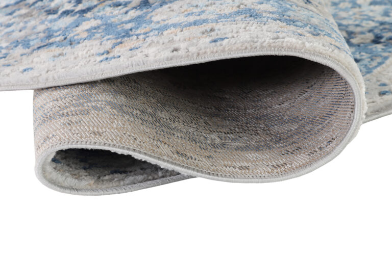 Vloerkleed Valley Rond Grijs Blauw Ornamenten Vintage