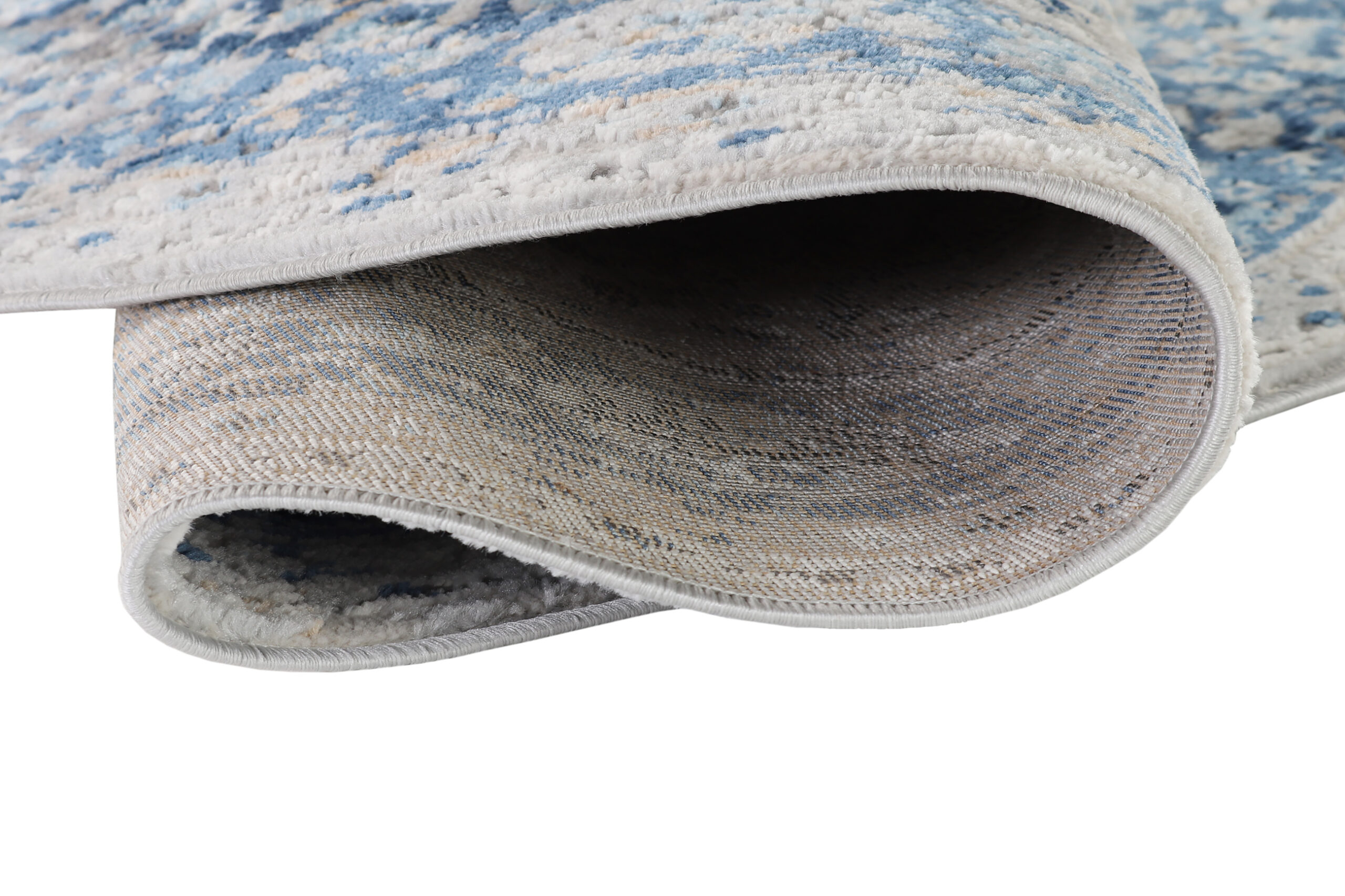 Vloerkleed Valley Rond Grijs Blauw Ornamenten Vintage