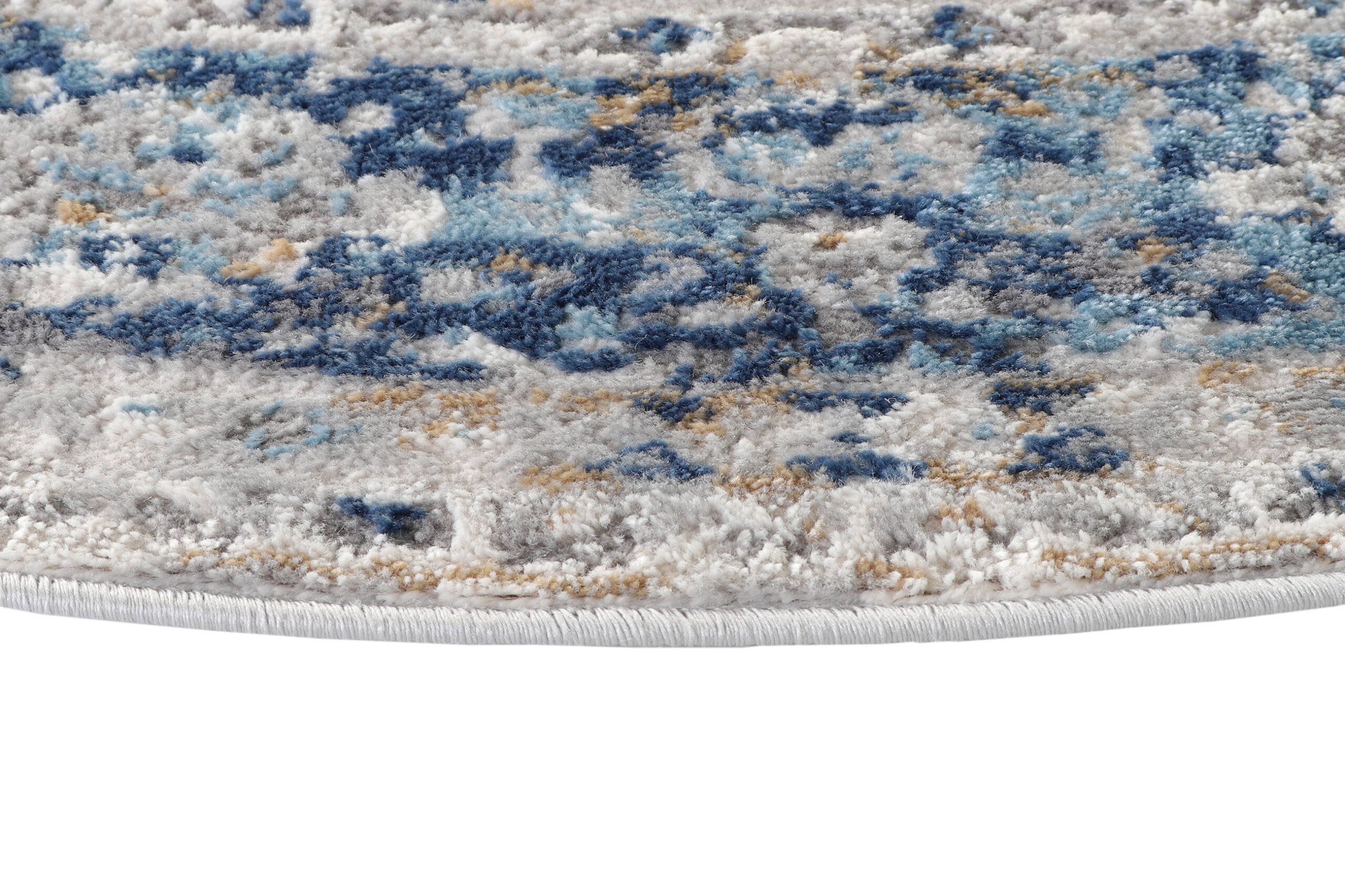 Vloerkleed Valley Rond Grijs Blauw Ornamenten Vintage