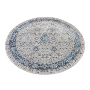 Vloerkleed Valley Rond Grijs Blauw Ornamenten Vintage
