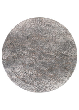 Vloerkleed Valley Rond Donker Grijs Abstract Lijnen