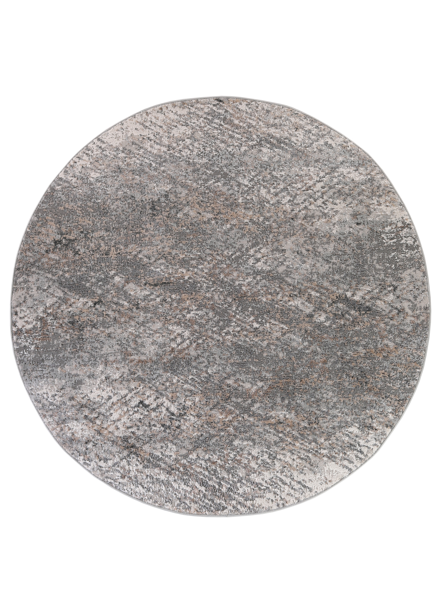 Vloerkleed Valley Rond Donker Grijs Abstract Lijnen