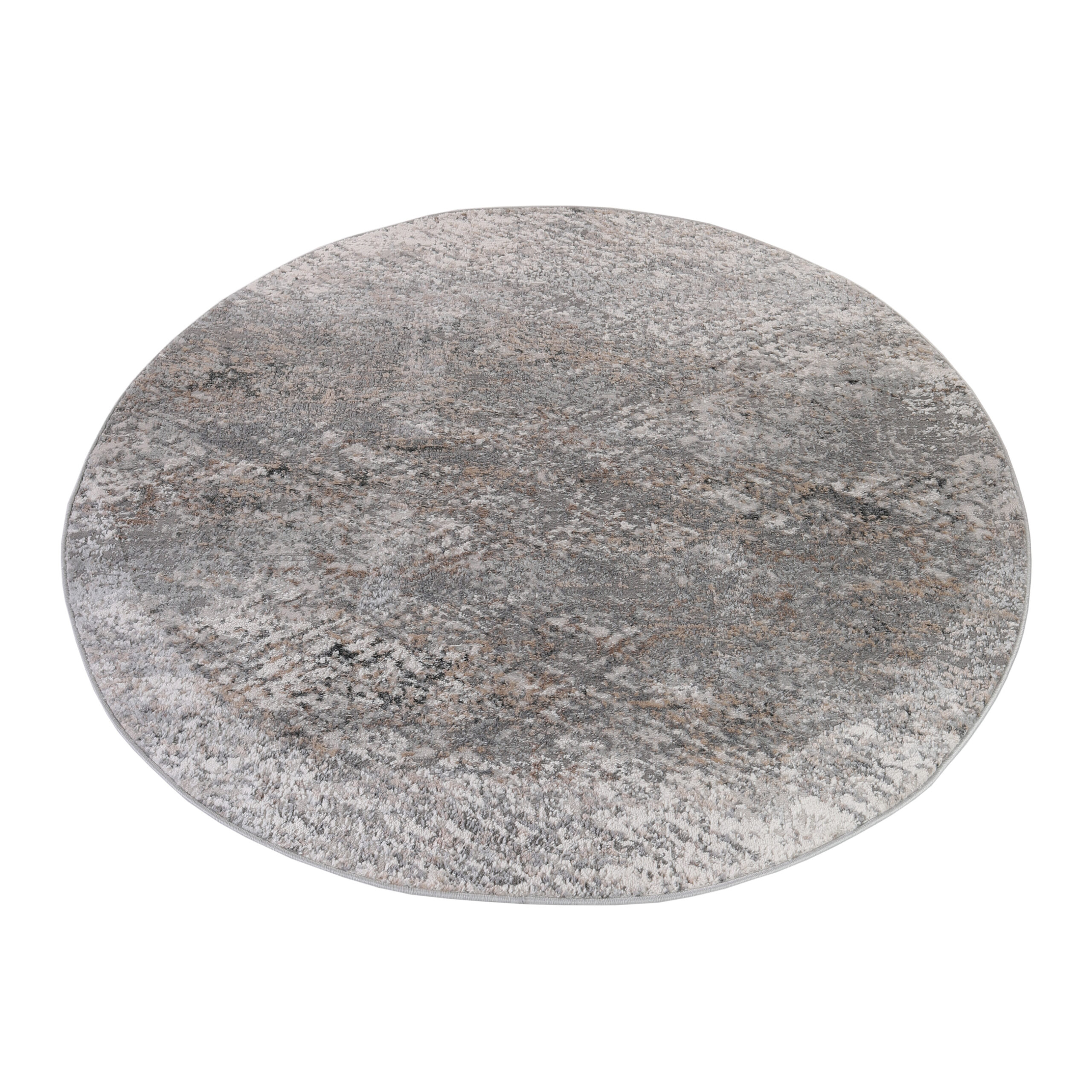 Vloerkleed Valley Rond Donker Grijs Abstract Lijnen