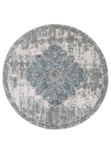Vloerkleed Valley Rond Grijs Blauw Vintage Gebloemd