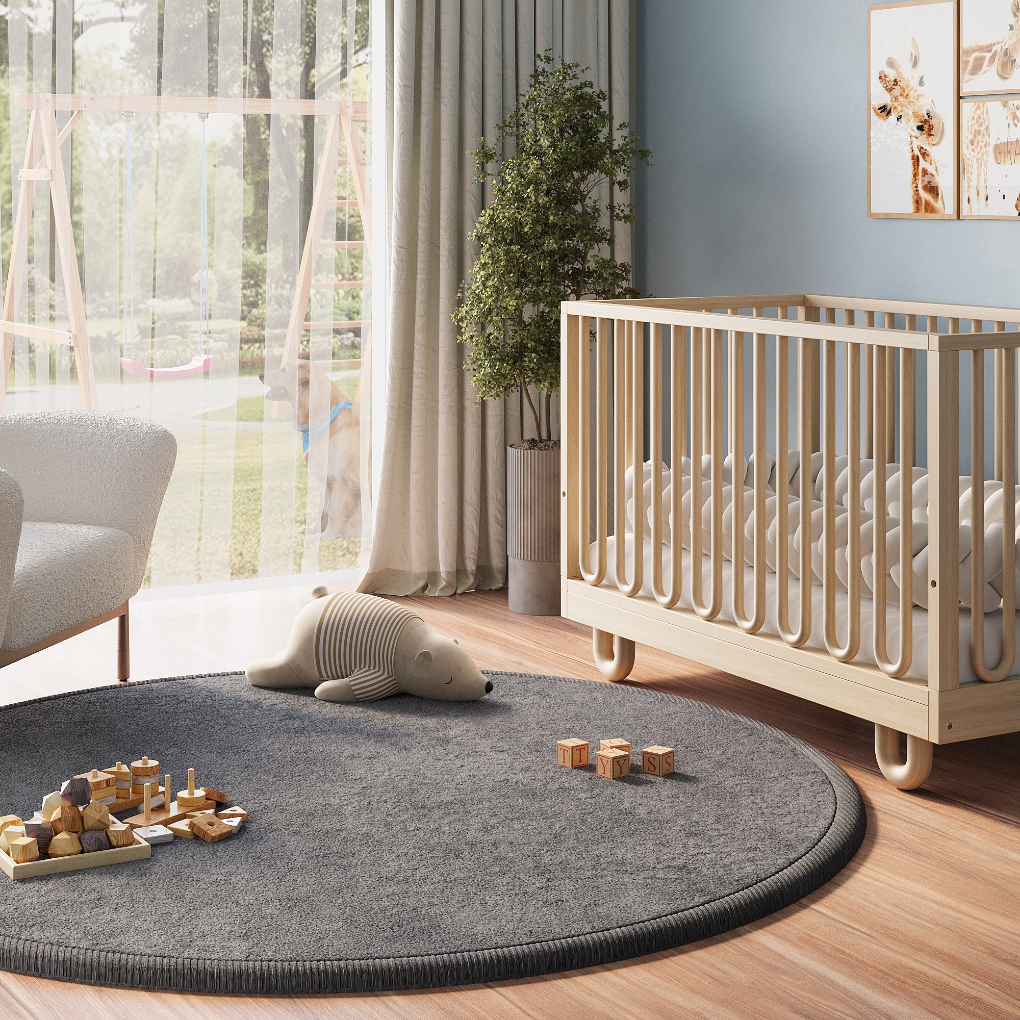 Kinderkleed Fluffin Rond Donkergrijs