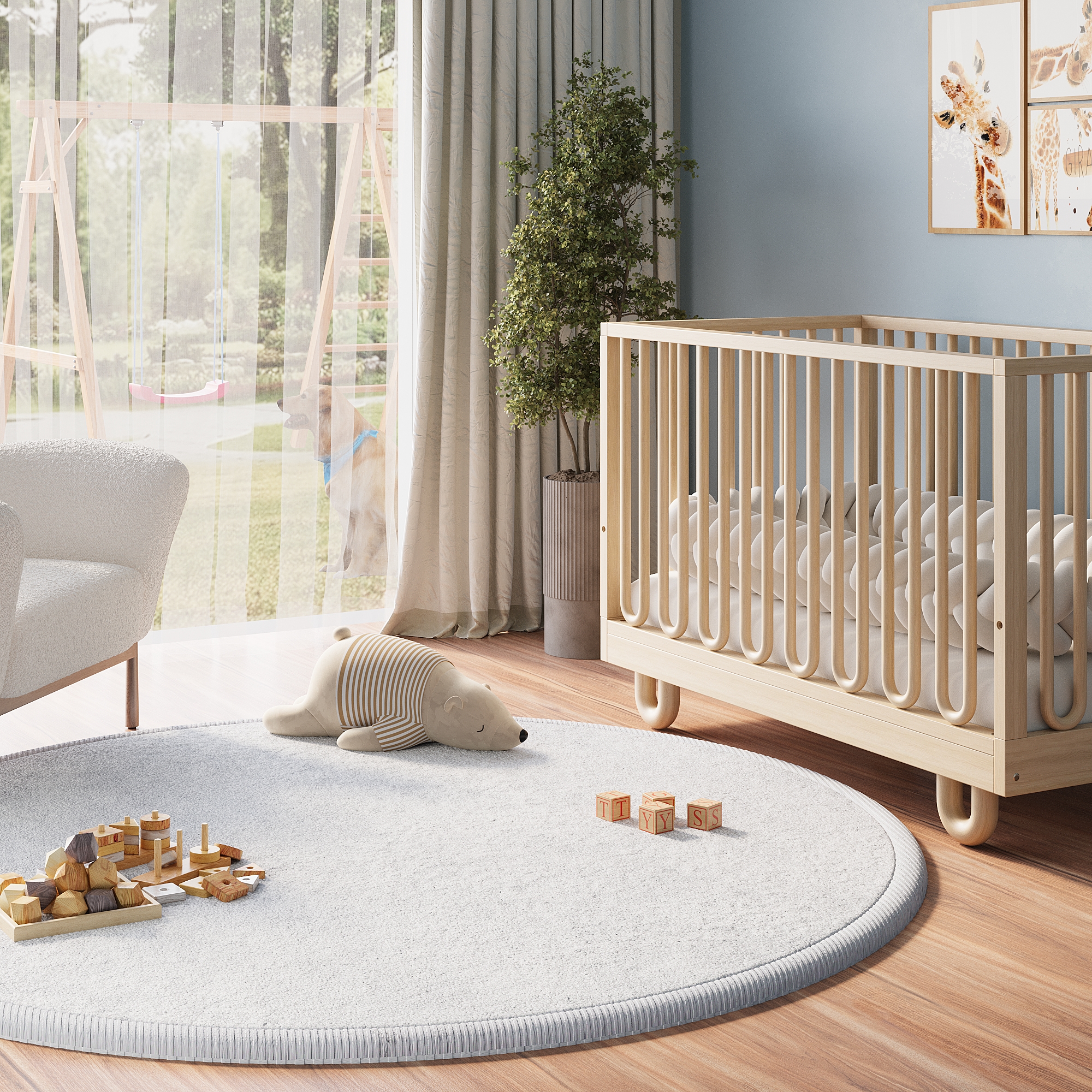 Kinderkleed Fluffin Rond Lichtgrijs