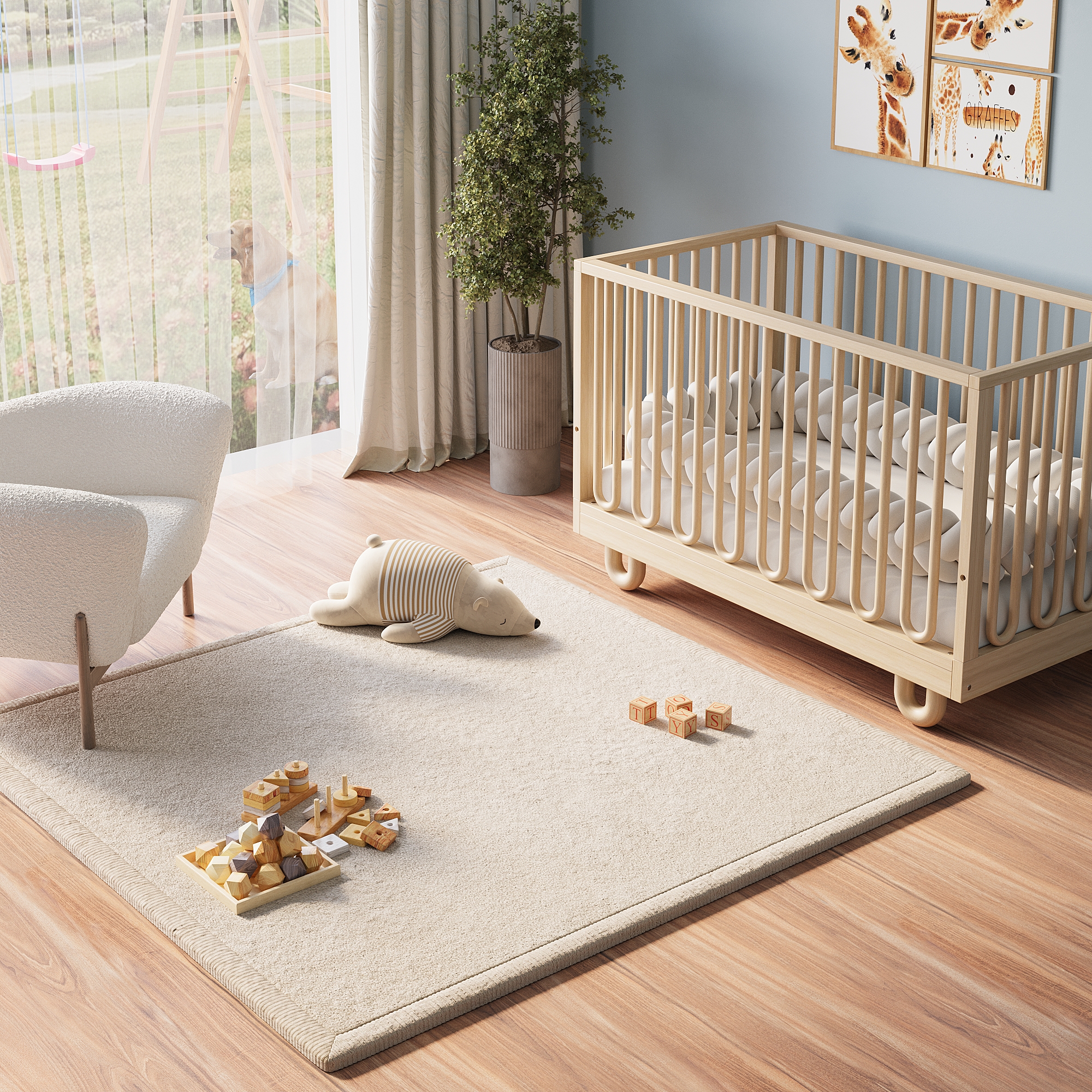 Kinderkleed Fluffin Vierkant Beige