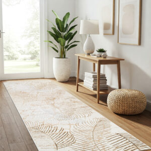 Loper Crystal Beige Bruin Bladeren