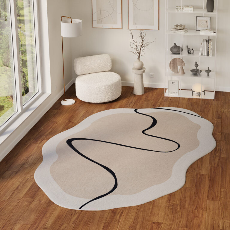 Vloerkleed Wisp Met Onregelmatige Vorm Beige