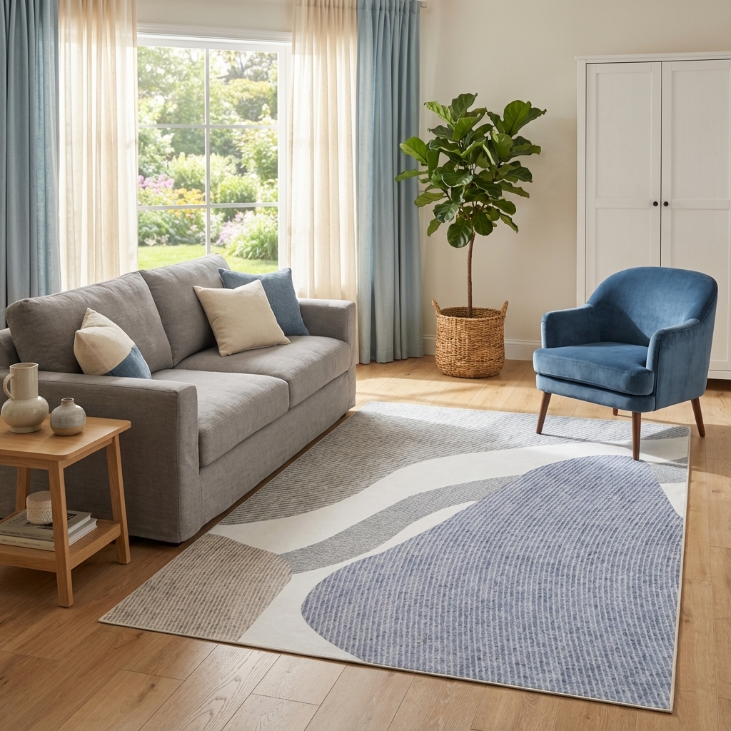 Vloerkleed Wisp Grijs Blauw Abstract