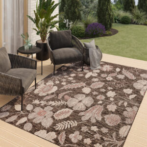 Buitentapijt Melissa Bruin Bloemen