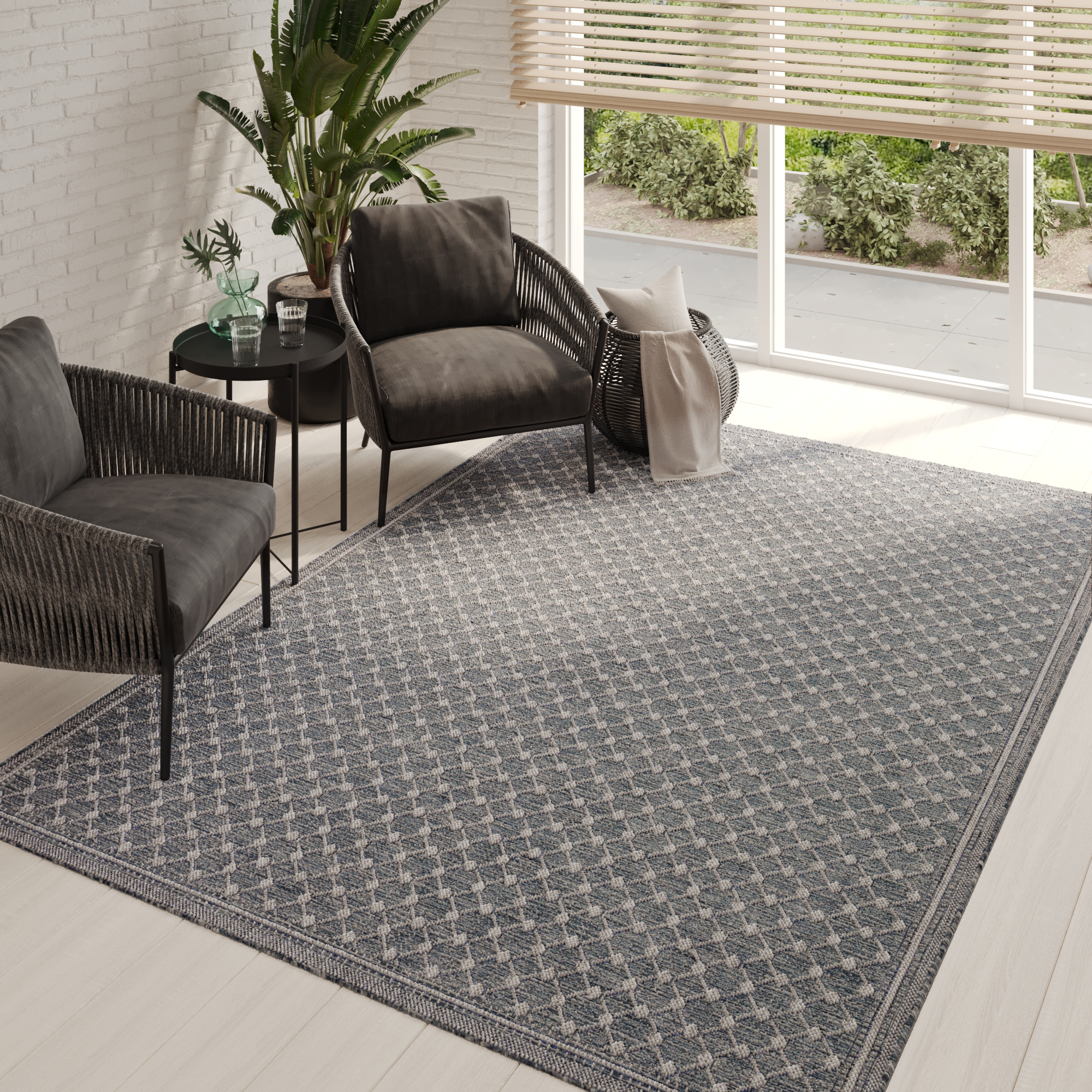 Buitentapijt Melissa Blauw Ruiten