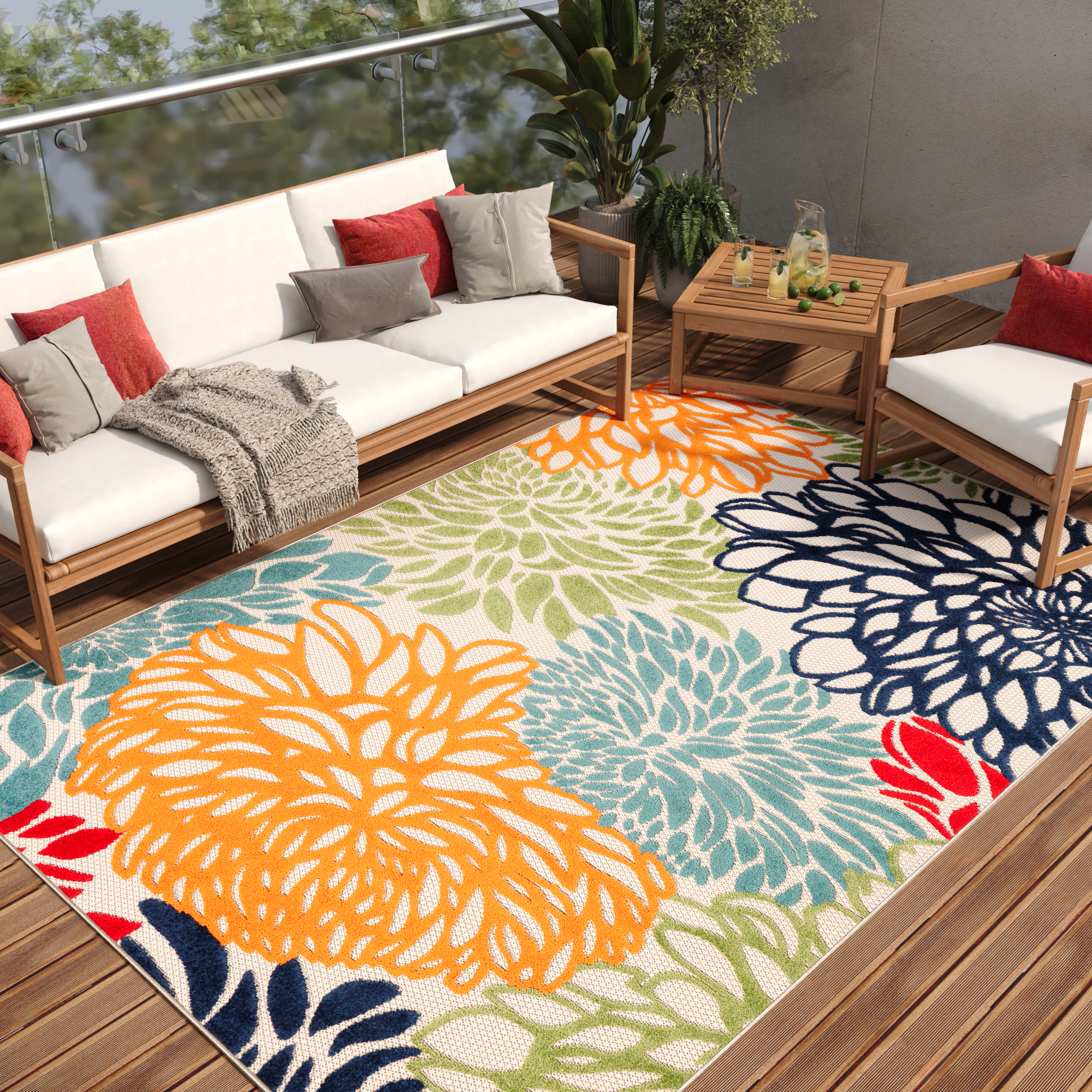 Buitenkleed Patio Veelkleurig Bloemen