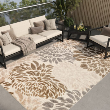 Buitentapijt Patio Beige Bloemen