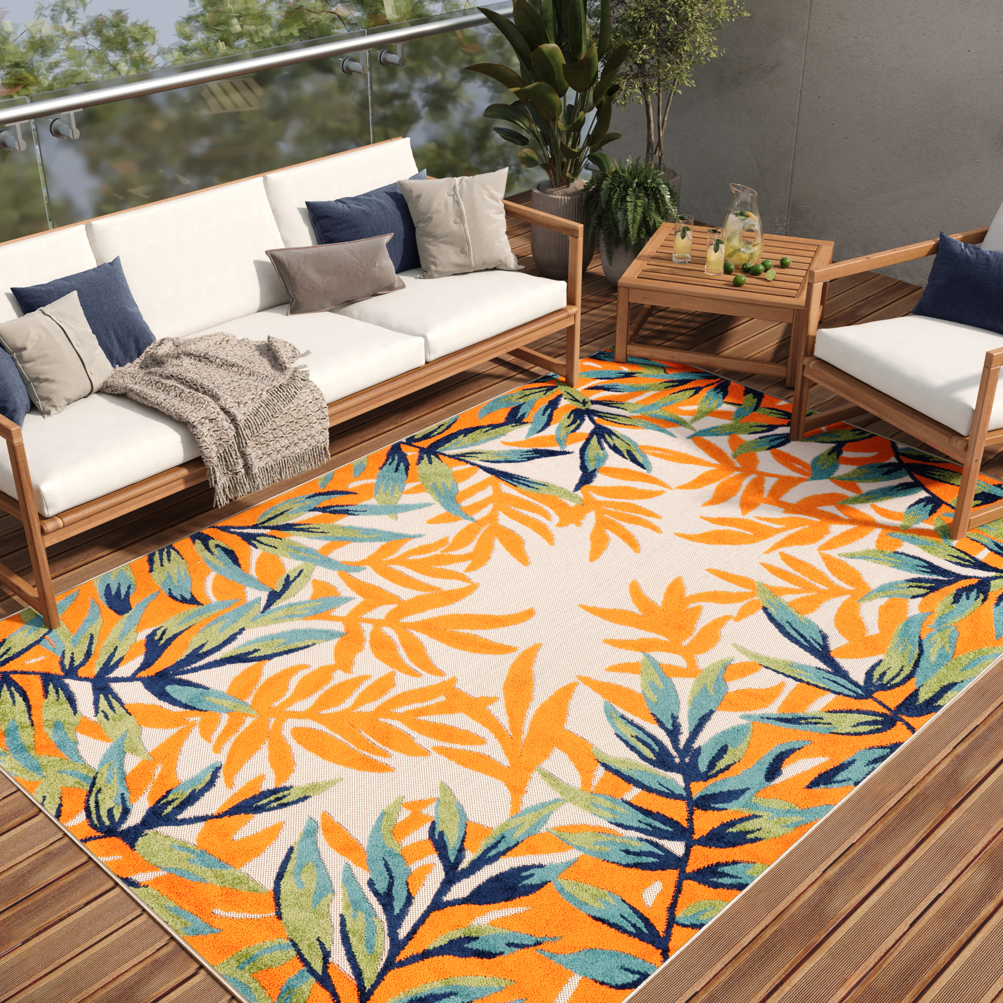 Buitenkleed Patio Veelkleurig Bladmotief