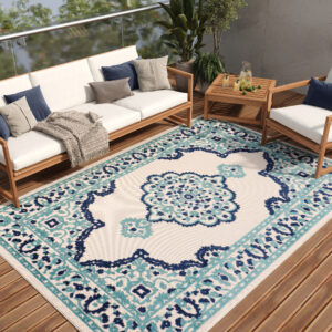 Buitenkleed Patio Blauw Rozet