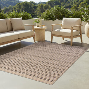 Buitenkleed Yucana Beige Bruin Ruit