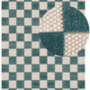 Buiten Vloerkleed Checker Crème Turkoois