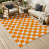 Buiten Vloerkleed Checker Crème Oranje