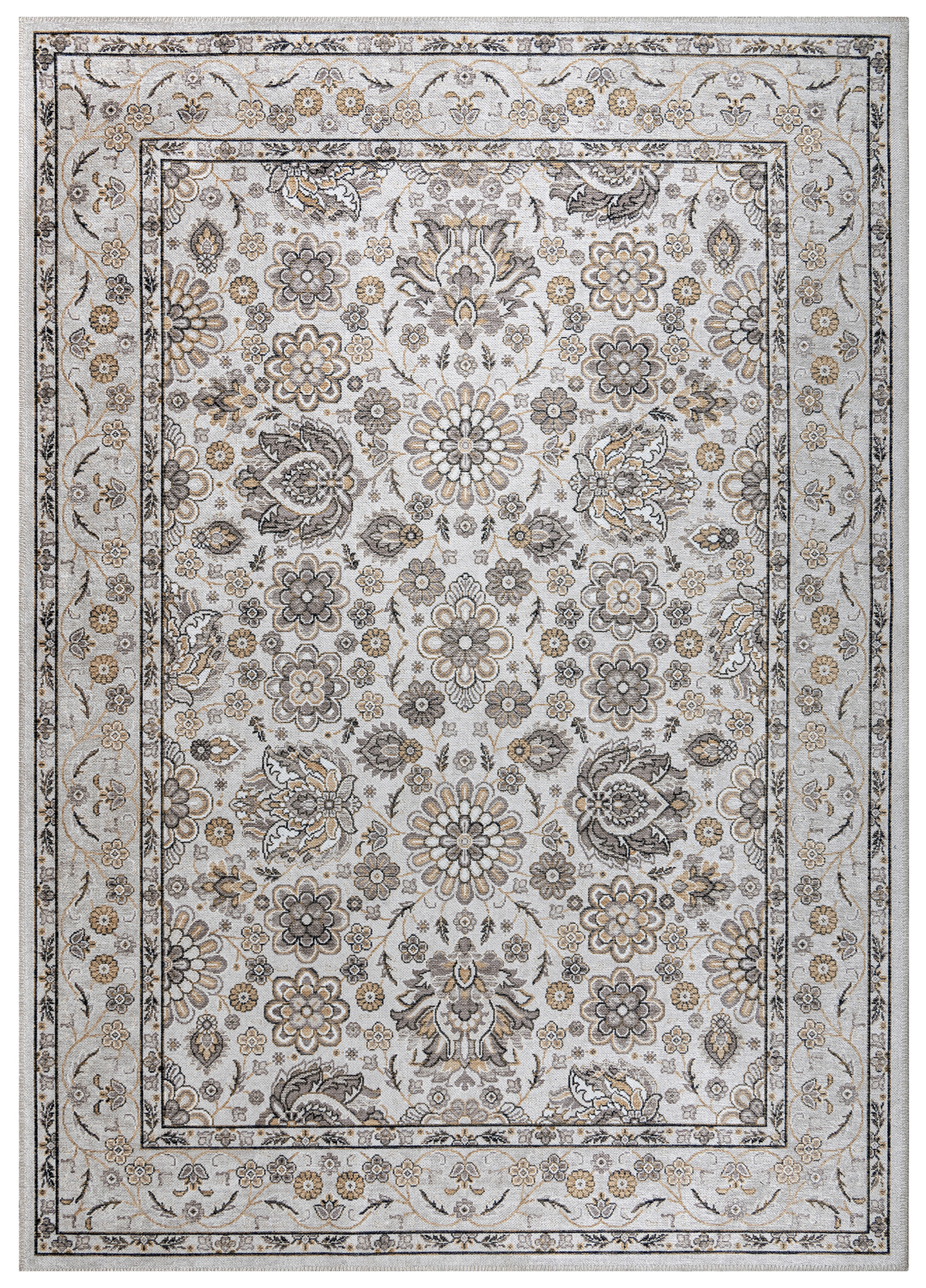 Vloerkleed Dubai Beige Bloemenmotief Antislip