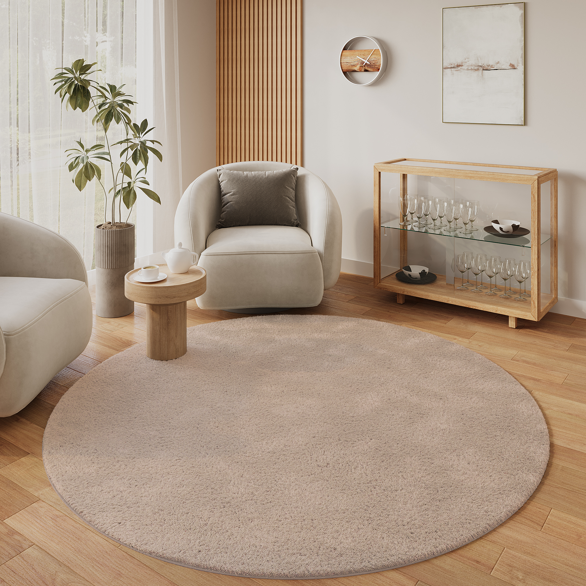 Vloerkleed Lumi Rond Bruin Antislip