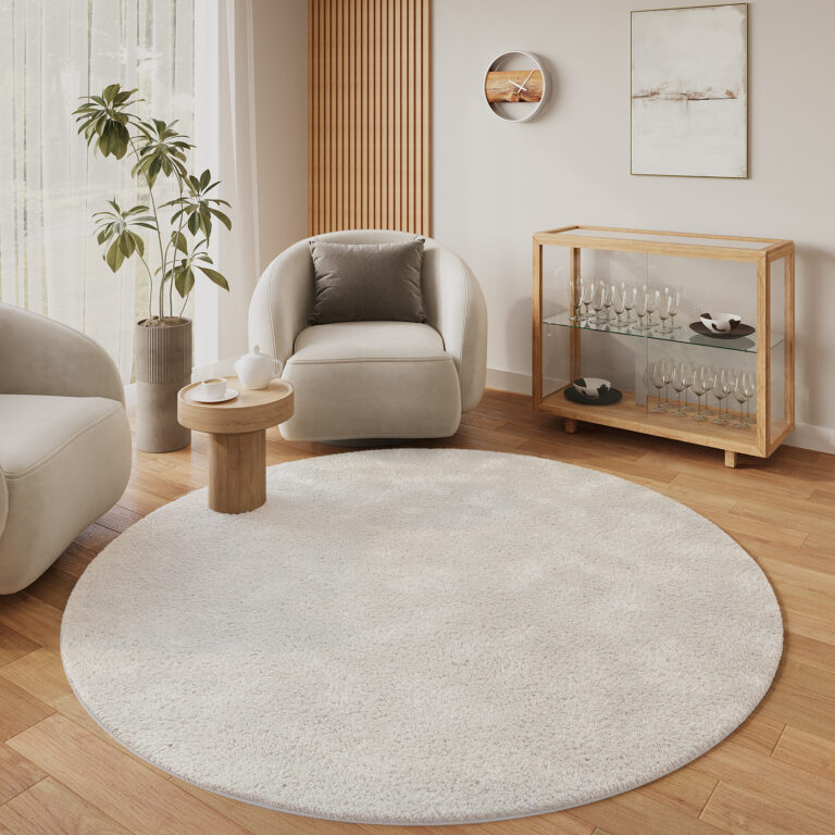 Vloerkleed Lumi Rond Crème Antislip