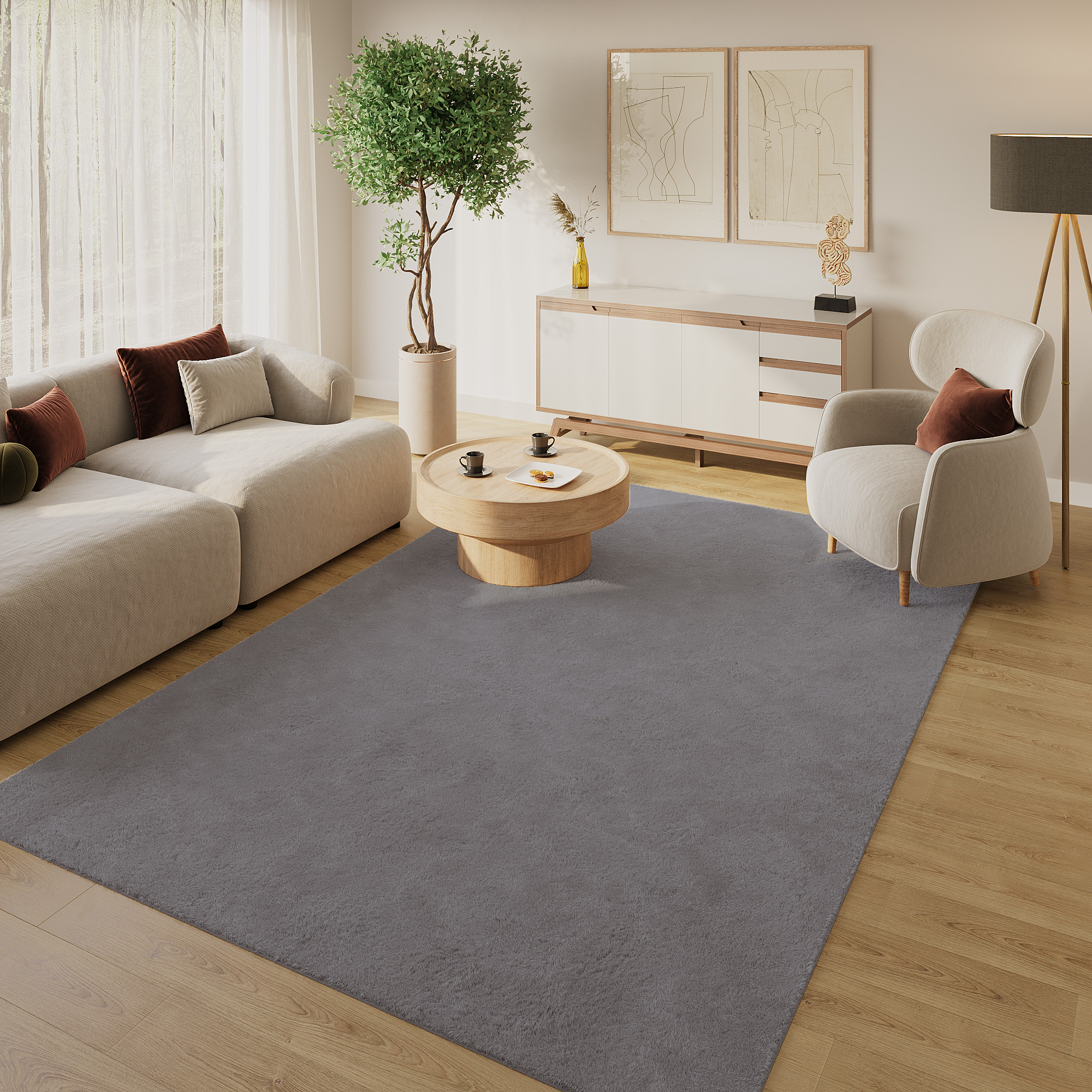 Vloerkleed Lumi Donkergrijs Antislip
