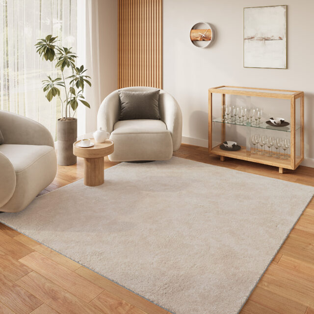 Vloerkleed Lumi Vierkant Crème Antislip