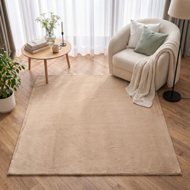 Vloerkleed Lumi Vierkant Beige Antislip