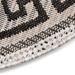 Tapijt Melissa Rond Grijs Zwart ZigZag Indoor Outdoor