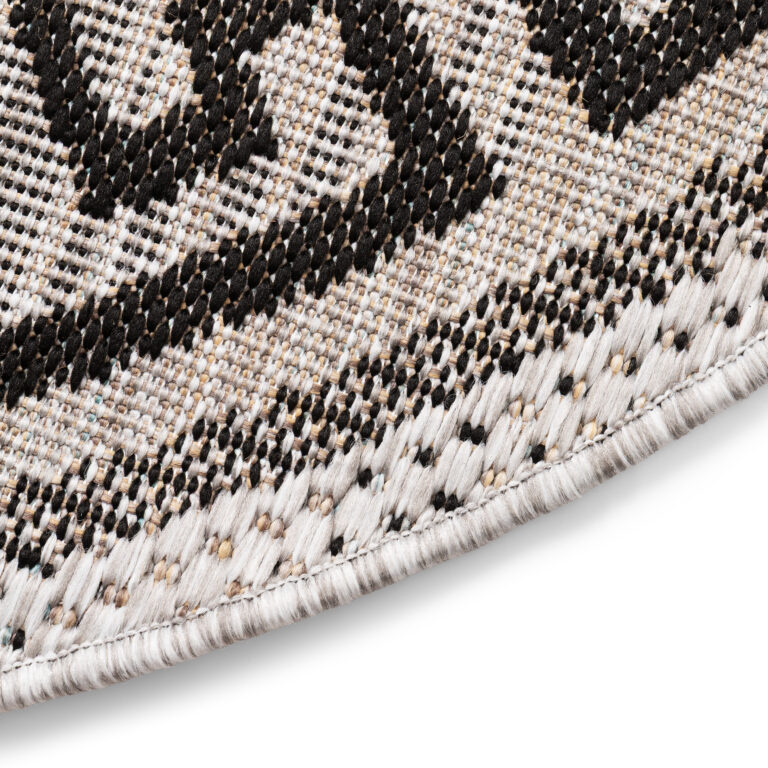 Tapijt Melissa Rond Grijs Zwart ZigZag Indoor Outdoor