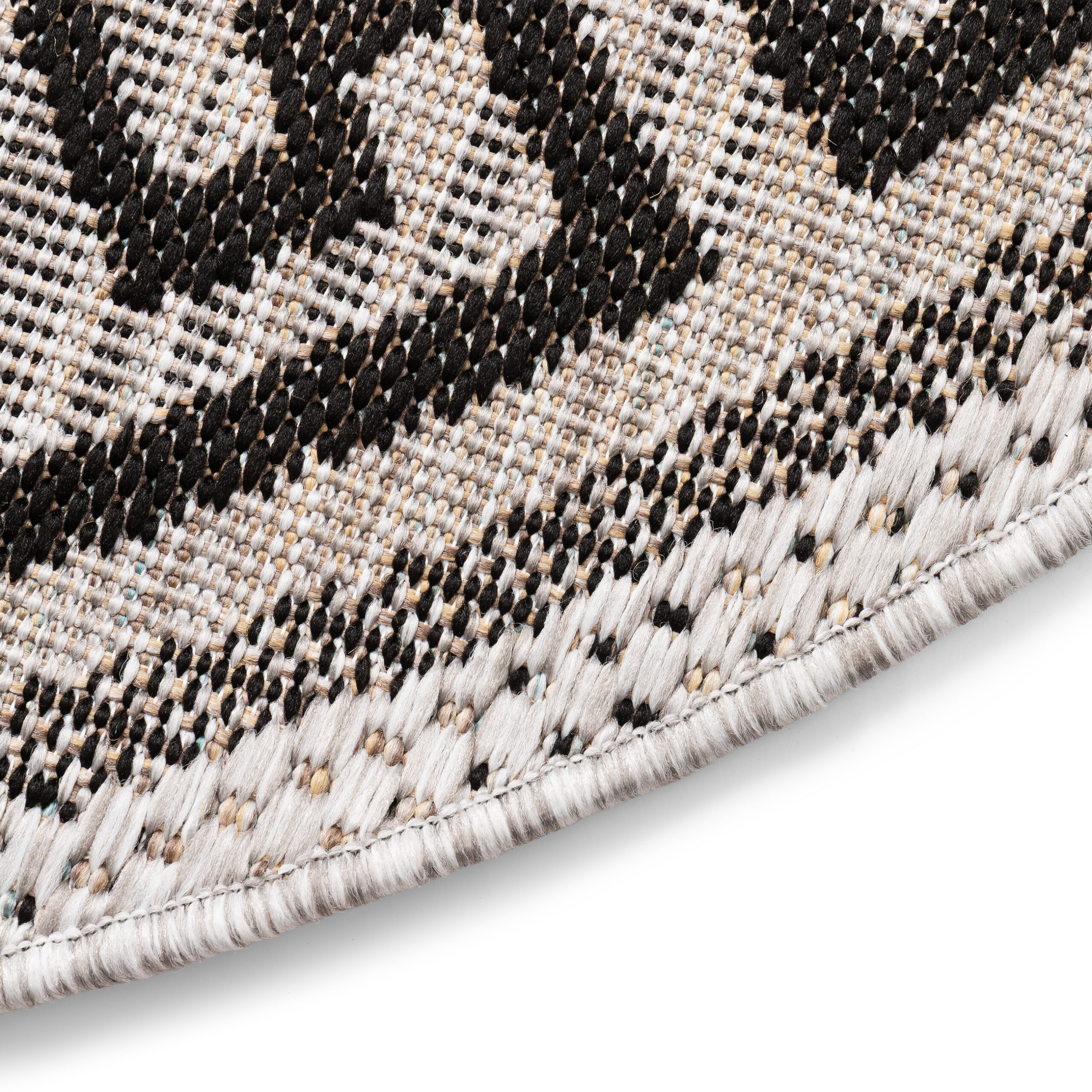 Tapijt Melissa Rond Grijs Zwart ZigZag Indoor Outdoor