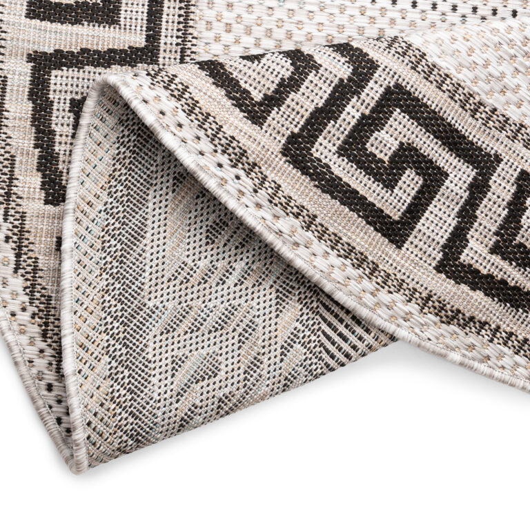Tapijt Melissa Rond Grijs Zwart ZigZag Indoor Outdoor