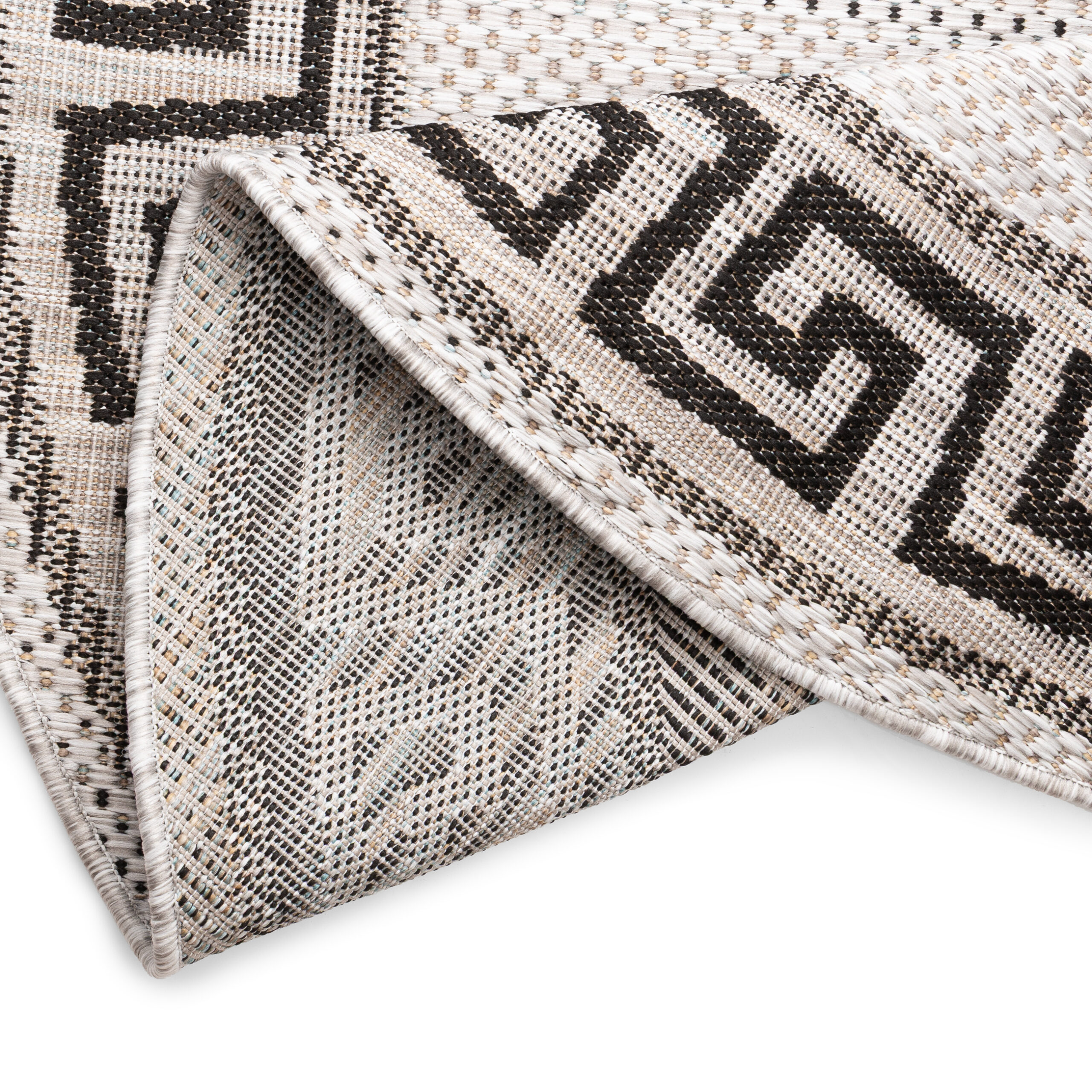 Tapijt Melissa Rond Grijs Zwart ZigZag Indoor Outdoor