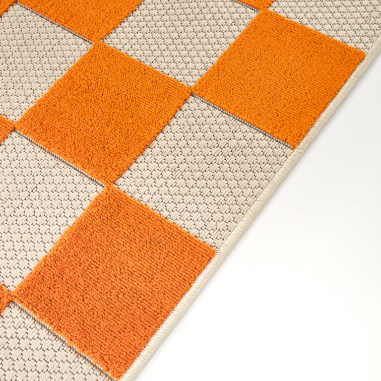 Buiten Vloerkleed Checker Crème Oranje