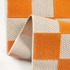 Buiten Vloerkleed Checker Crème Oranje