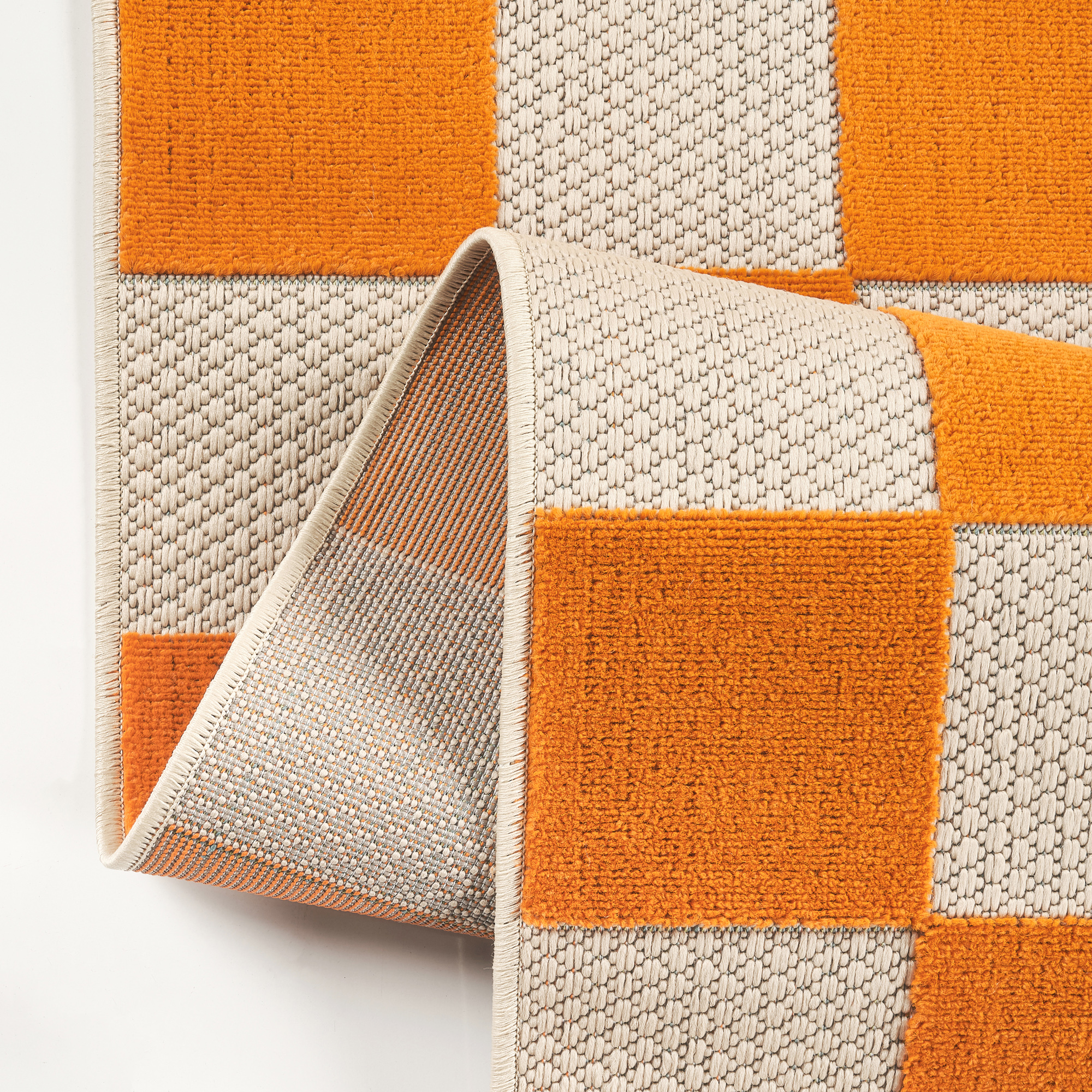 Buiten Vloerkleed Checker Crème Oranje