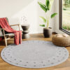 Tapijt Melissa Rond Grijs Frame Indoor Outdoor