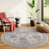 Tapijt Melissa Rond Bruin Zwart Mozaïek Indoor Outdoor