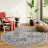 Tapijt Melissa Rond Grijs Zwart Mozaïek Indoor Outdoor