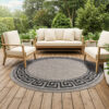 Tapijt Melissa Rond Bruin Zwart ZigZag Indoor Outdoor
