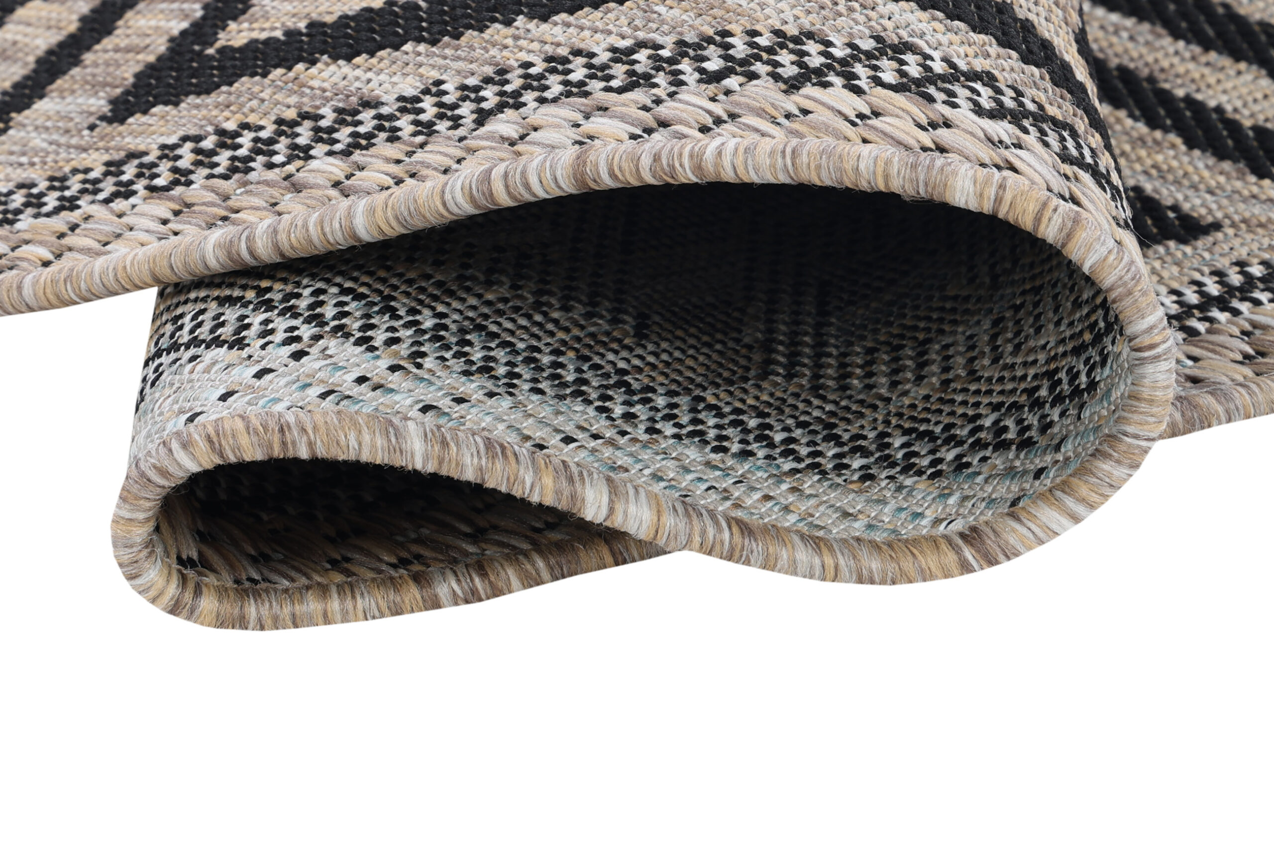 Tapijt Melissa Rond Bruin Zwart ZigZag Indoor Outdoor