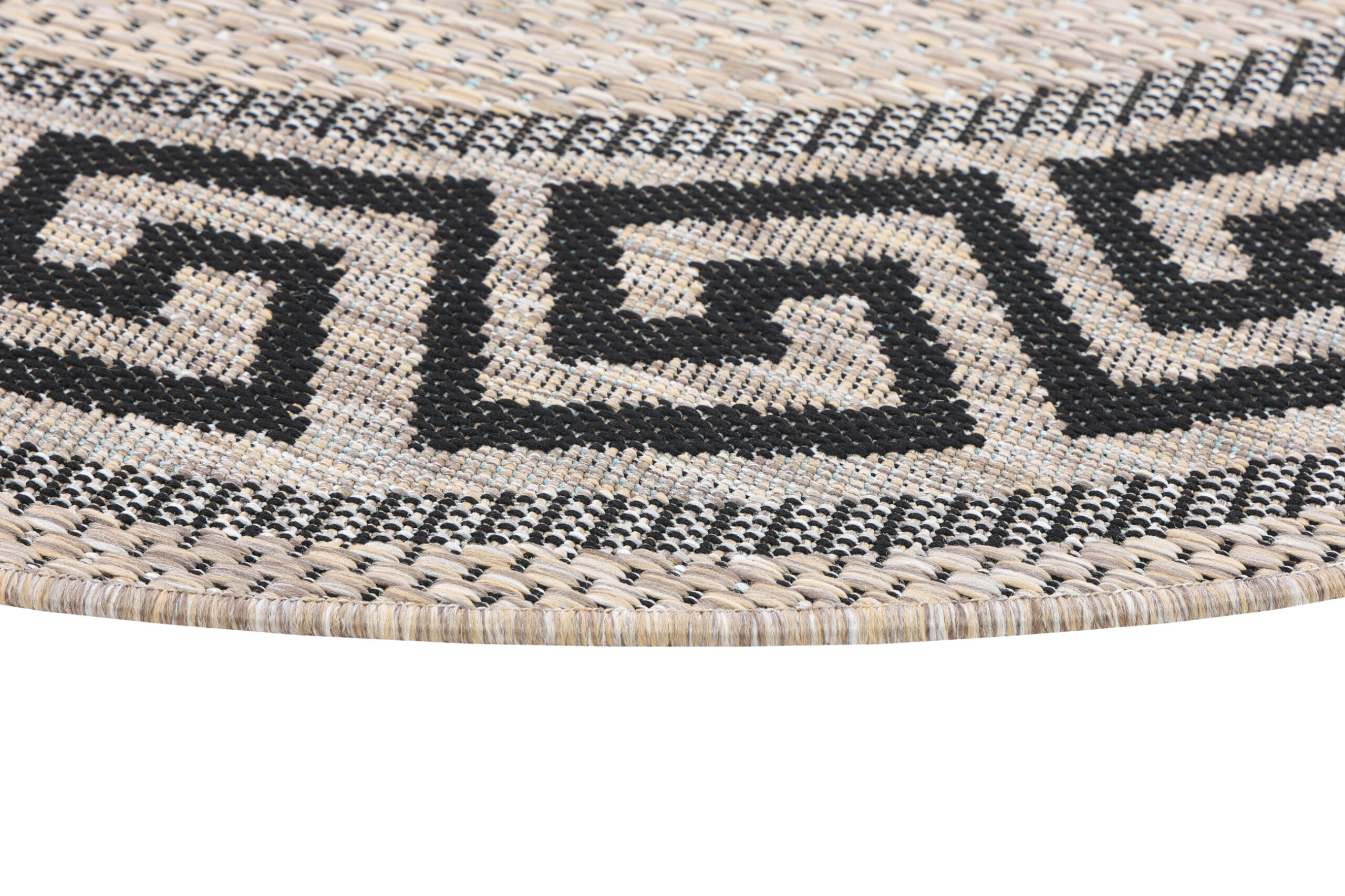 Tapijt Melissa Rond Bruin Zwart ZigZag Indoor Outdoor
