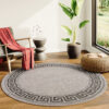 Tapijt Melissa Rond Bruin Zwart ZigZag Indoor Outdoor