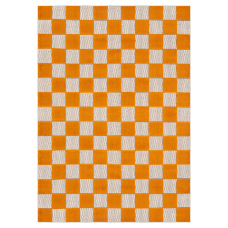 Buiten Vloerkleed Checker Crème Oranje