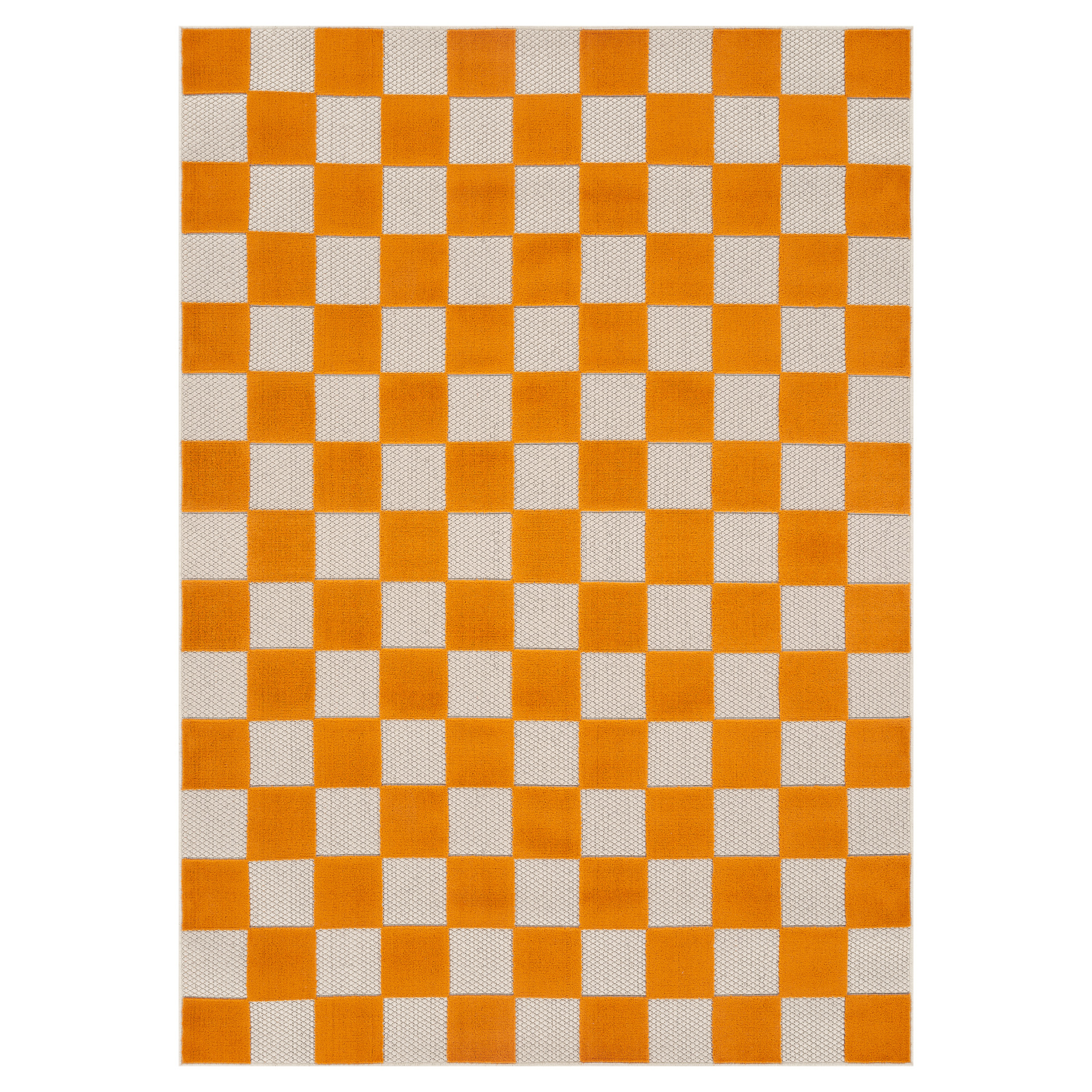 Buiten Vloerkleed Checker Crème Oranje