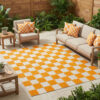 Buiten Vloerkleed Checker Crème Oranje