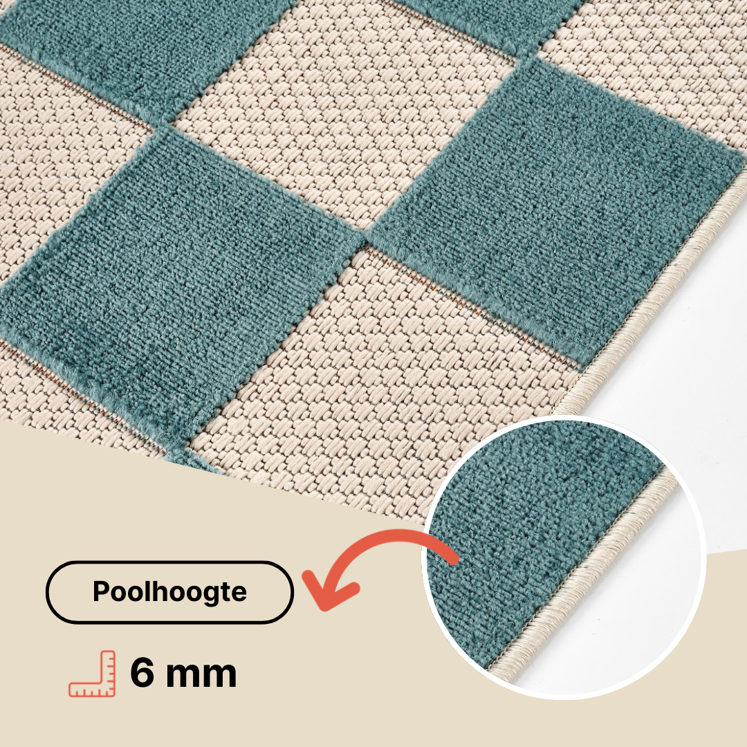 Buiten Vloerkleed Checker Crème Oranje