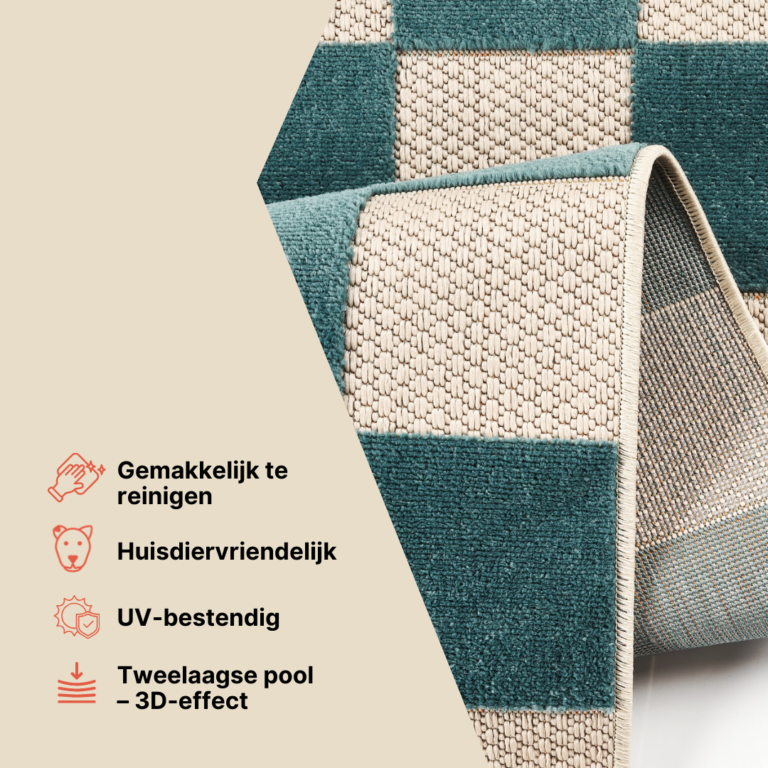 Buiten Vloerkleed Checker Crème Oranje