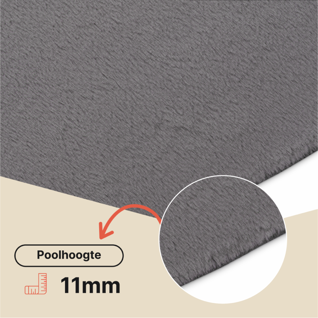 Vloerkleed Lumi Vierkant Donkergrijs Antislip